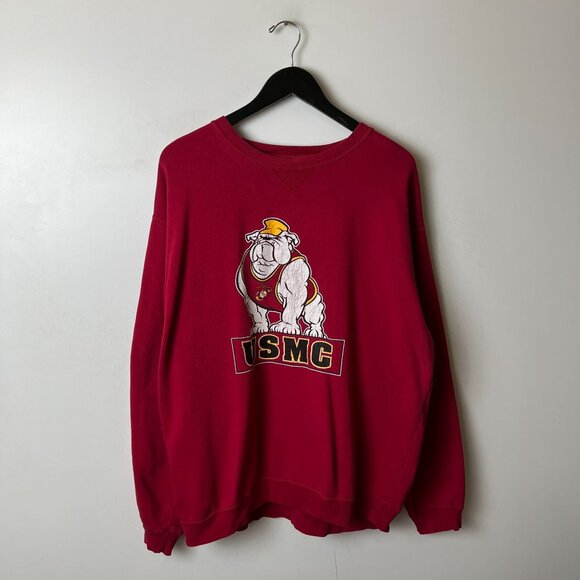 Vintage 90s Big Cotton Gear for Sports Red USMC Bulldog Sweatshirt Crewneck - Picture 9 of 13
